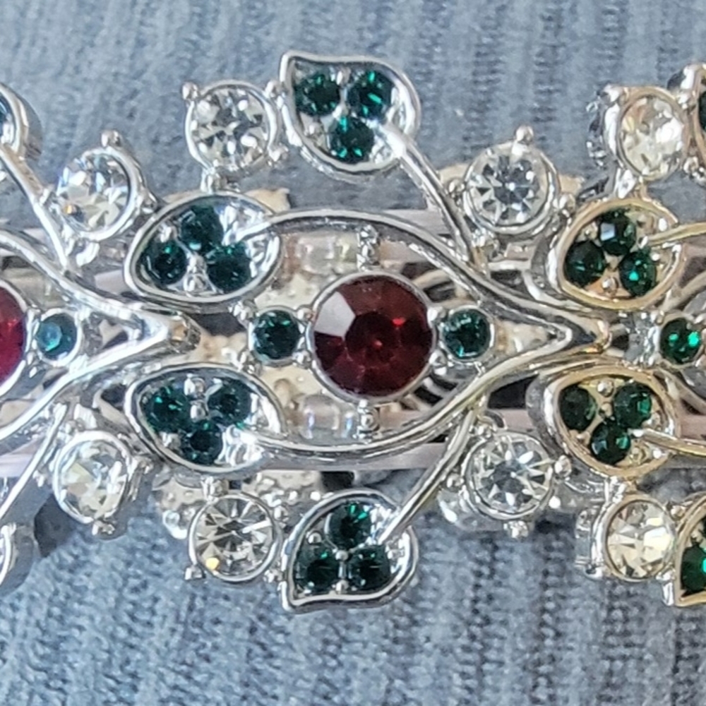 Danbury Mint Silver Bracelet with Green and Red Accents